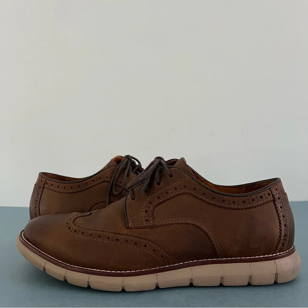 Johnston &‎ Murphy Holden Embossed Brown Leather Oxford Wingtip Dress Shoes
